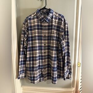 Eddie Bauer Blue and White Casual Button Down Shirt
